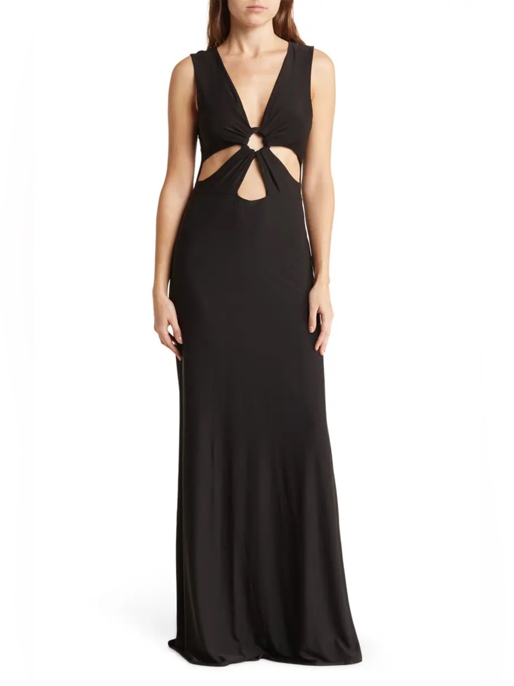 Love By Design Josetta Sleeveless Black Cutout Maxi Dress